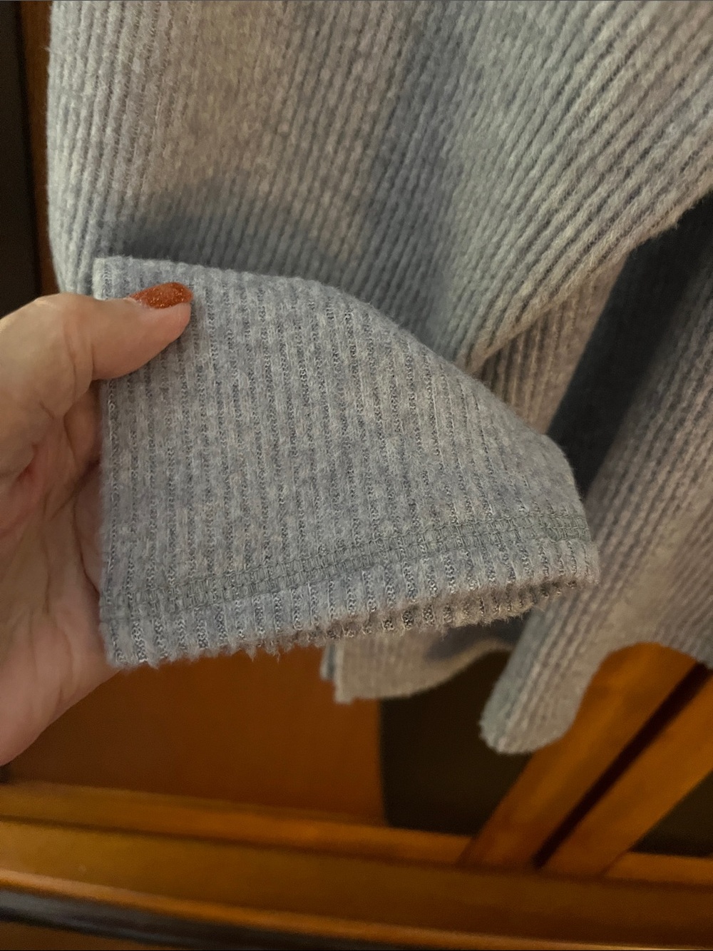 ZENANA Soft Heather Grey Ribbed Sweater w/Dropped Shoulders & Crew Neckline - Picture 5 of 13